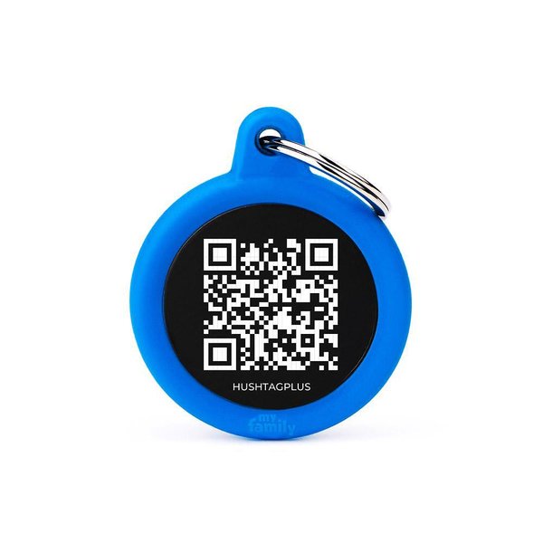 Rubber Qr Code QRCODE ALUMINIUM BLACK CIRCLE WITH BLUE RUBBER